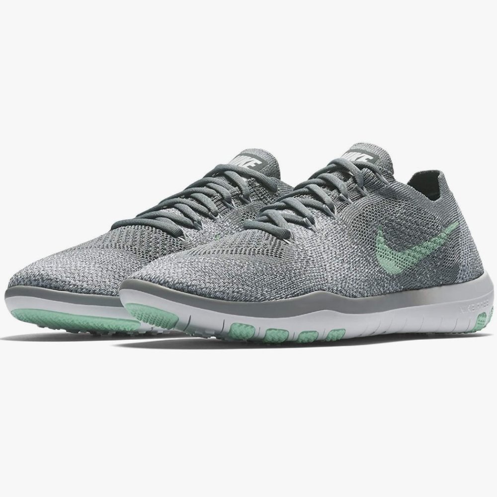 Nike Women's free focus flyknit 2 training shoes | cool grey/arctic green/white